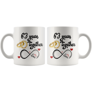 63rd Wedding Anniversary Gift For Him And Her, Married For 63 Years, 63rd Anniversary Mug For Husband & Wife, 63 Years Together With Her (11 oz )
