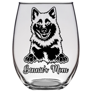 Bennie's Mom - Pomsky Dog Mom Stemless Wine Glass
