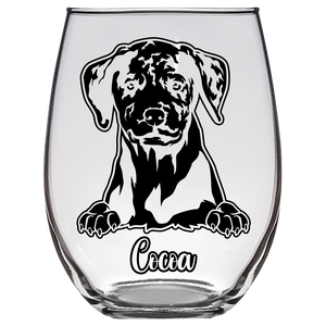 Cocoa - Catahoula Leopard Dog Stemless Wine Glass