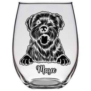 Mazee - Wheaten Terrier Dog Stemless Wine Glass