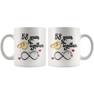 58th Wedding Anniversary Gift For Him And Her, 58th Anniversary Mug For Husband & Wife, Married For 58 Years, 58 Years Together With Her ( 11 oz >)