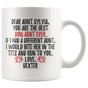 Personalized Dog Dexter Aunt Sylvia Coffee Mug (11 oz)