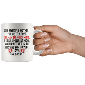 Personalized German Shepherd Dog Tina & Quint Mother Coffee Mug (11 oz)