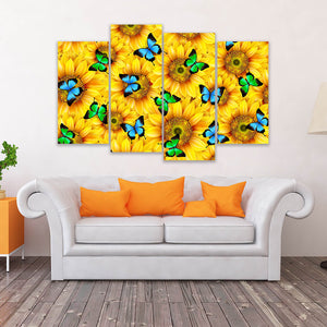 Sunflower Butterfly Framed Canvas