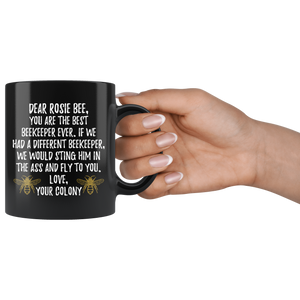 Rosie Bee Beekeeper Black Coffee Mug (11 oz)
