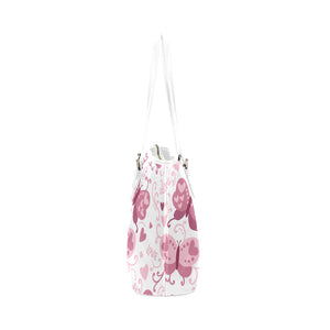 Pink Love Butterflies Leather Tote Bag - Freedom Look