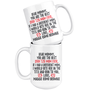 Personalized Shih Tzu Dog Maggie Romo Brownie Mommy Coffee Mug (15 oz)