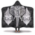 B&W Elephant Mandala Hooded Blanket