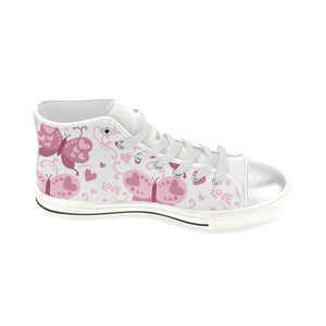 High & Low Top Canvas Women's Shoes - Pink Butterfly With Hearts - Freedom Look