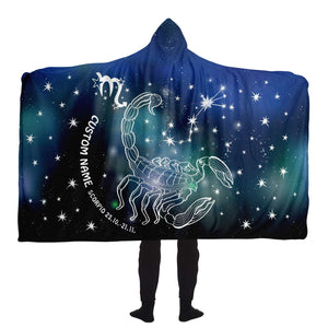 Personalized Scorpio Horoscope Zodiac Star Sign Hooded Blanket