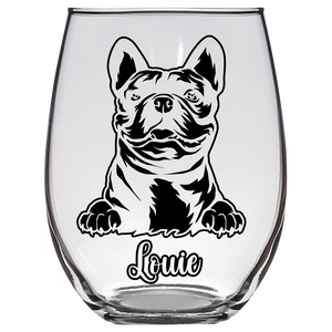 Louie - French Bulldog Stemless Wine Glass