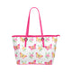 Pink Butterflies With Flowers Leather Tote Bag - Freedom Look
