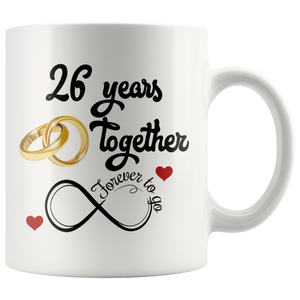 26th Wedding Anniversary Gift For Him And Her, 26th Anniversary Mug For Husband & Wife, Married For 26 Years, 26 Years Together With Her (11oz)