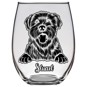 Stuart - Wheaten Terrier Dog Stemless Wine Glass