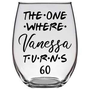 Vanessa Turns 60 Years Stemless Wine Glass