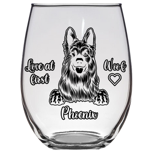 Phoenix Love Woof German Shepherd Stemless Wine Glass