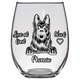 Phoenix Love Woof German Shepherd Stemless Wine Glass