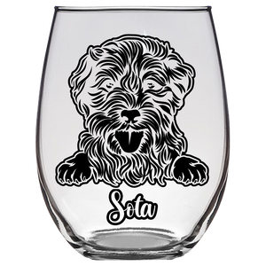 Sota Aussiedoodle Dog Stemless Wine Glass