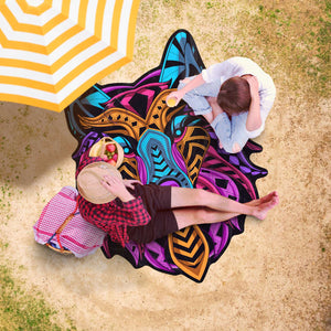 Custom Colorful Wolf Head Shape Blanket (2 sizes)