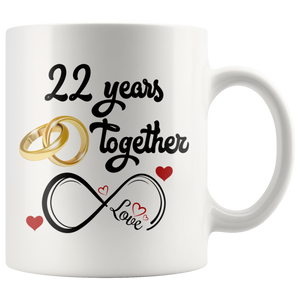 22nd Wedding Anniversary Gift For Him And Her, 22nd Anniversary Mug For Husband & Wife, Married For 22 Years, 22 Years Together With Her ( 11 oz )