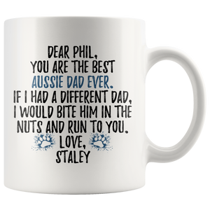 Personalized Australian Shepherd Dog Staley Dad Phil Coffee Mug (11 oz)