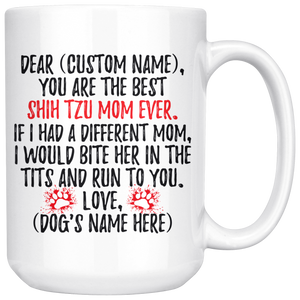 Personalized Best Shih Tzu Dog Mom Coffee Mug (15 oz)