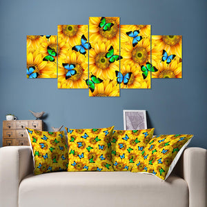 Sunflower Butterfly Framed Canvas