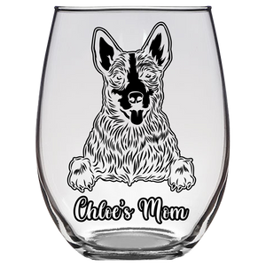 Chloe's Mom - Blue Heeler Dog mom Stemless Wine Glass