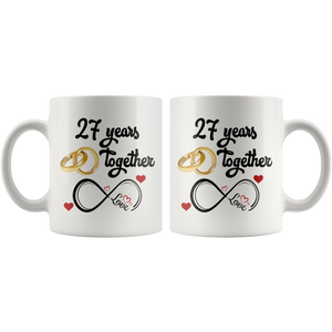 27th Wedding Anniversary Gift For Him And Her, 27th Anniversary Mug For Husband & Wife, Married For 27 Years, 27 Years Together With Her (11 oz )