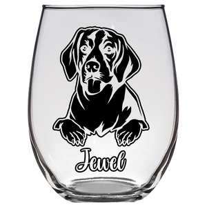 Jewel Beagle Dog Stemless Wine Glass