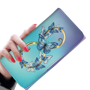 Blue And Rose Infinity Morpho Butterflies Wallet - Freedom Look
