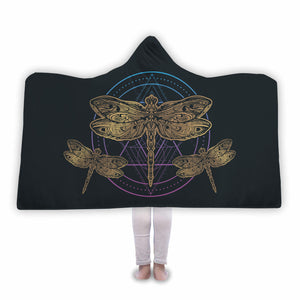 Golden Dragonfly Hooded Blanket - Freedom Look