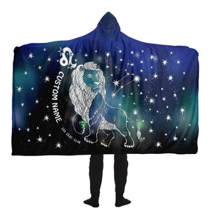 Personalized Leo Horoscope Zodiac Star Sign Hooded Blanket - OLD