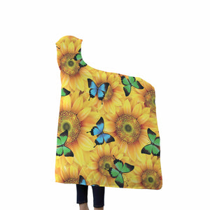 Butterfly Sunflower Hooded Blanket - Freedom Look