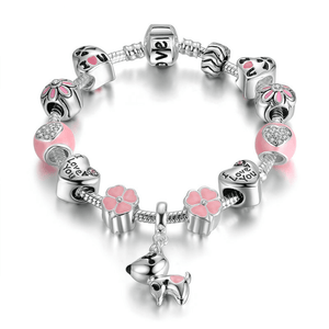 Silver Plated Lovely Dog Charm Bracelet 2017 - Freedom Look