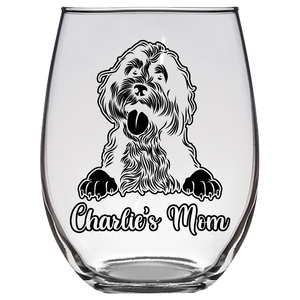 Charlie's Mom - Bernedoodle Dog Stemless Wine Glass