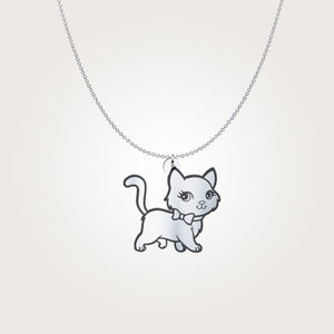 Cartoon Cat - Sterling Silver Necklace - Freedom Look