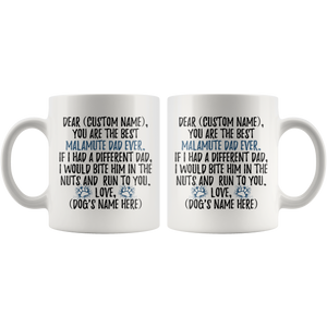 Personalized Best Alaskan Malamute Dog Dad Coffee Mug (11 oz)