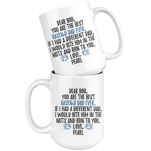 Personalized Basenji Dog Pearl Dad Bob Coffee Mug (15 oz)