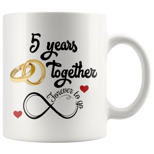 5th Wedding Anniversary Gift For Him And Her, 5th Anniversary Mug For Husband & Wife, 5 Years Together, Married 5 Years, 5 Years With Her (11 oz )