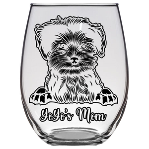 YoYo’s Mom - Morkie Dog Mom Stemless Wine Glass