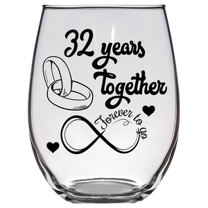 FTG - 32nd Anniversary Stemless Wine Glass - Clear