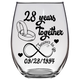 FTG - 28th Anniversary With Date Stemless Wine Glass