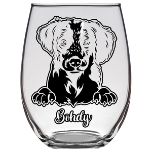 Bohdy Brittany Spaniel Dog Stemless Wine Glass