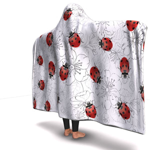 Realistic Ladybugs & Flowers Hooded Blanket (S)
