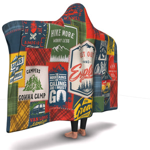 Camping Hiking Exploring Hooded Blanket (Red) - Freedom Look