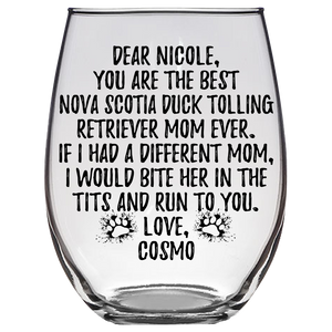 Nova Scotia Duck Tolling Retriever Dog Cosmo Mom Nicole Stemless Wine Glass