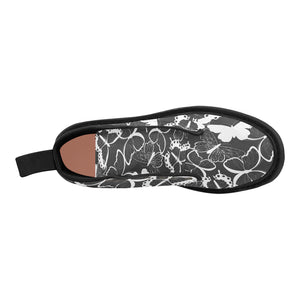 Black Butterfly Canvas Women's Boots - Freedom Look