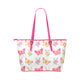Pink Butterflies With Flowers Leather Tote Bag - Freedom Look