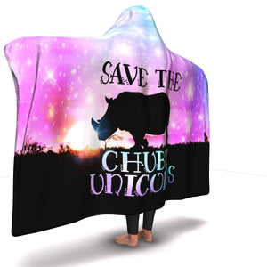 Save The Rhinos (Chubby Unicorns) Hooded Blanket